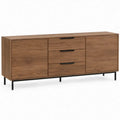 Dressoir met 2 deuren en 3 lades, 180 x 45 x 75 cm, walnootbruin/zwart