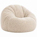 Ronde zitzakstoel 90 x 90 x 75 cm in crème bouclé polyester met EPS-vulling