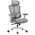 Ergonomische draaistoel met hoofdsteun, grijs/wit/zwart, 64 x 64 x 118-128 cm