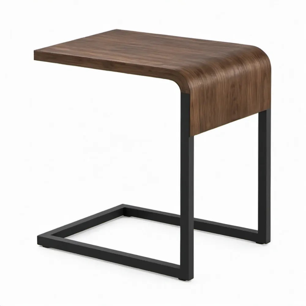 C-vormige bijzettafel 45 x 30 x 60 cm in walnootbruin en zwart