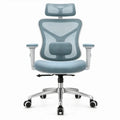 Ergonomische bureaustoel met verstelbare hoofdsteun en lendensteun, lichtblauw/grijs, 65 x 65 x 116-126 cm