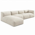 4-zits hoekbank met linker chaise longue, 330 x 170 cm, crèmekleurig bouclé polyester