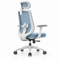 Ergonomische bureaustoel met verstelbare hoofdsteun en lendensteun, lichtblauw/wit/zwart, 66 x 66 x 118-128 cm