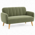 Groene 2-zitsbank 130 x 76 x 83 cm met fluwelen polyester bekleding en rubberhouten poten