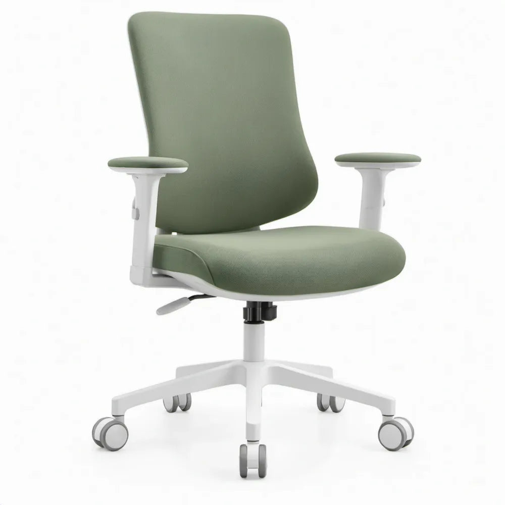 Ergonomische bureaustoel met hoge rugleuning en verstelbare armleuningen, groen/wit, 62 x 62 x 99-109 cm