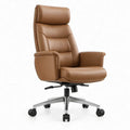 Bureaustoel met hoge rugleuning van cognacbruin PU-kunstleer, 68 x 70 x 118-128 cm