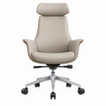 Ergonomische bureaustoel met hoofdsteun, beige PU-kunstleer, 68 x 68 x 116-126 cm