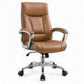 Ergonomische bureaustoel met hoge rugleuning, bruin kunstleer, 65 x 65 x 110-120 cm