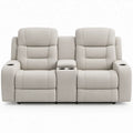 Crèmekleurige 2-zits relaxbank met middenconsole en bekerhouders, 170 x 95 x 102 cm
