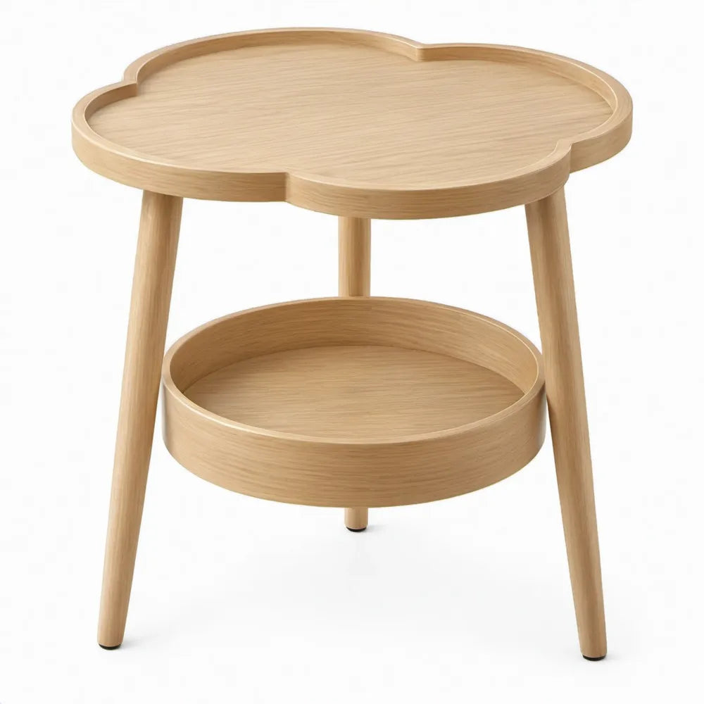 Bijzettafel met 2 bladen in licht eiken, 50 x 50 x 55 cm