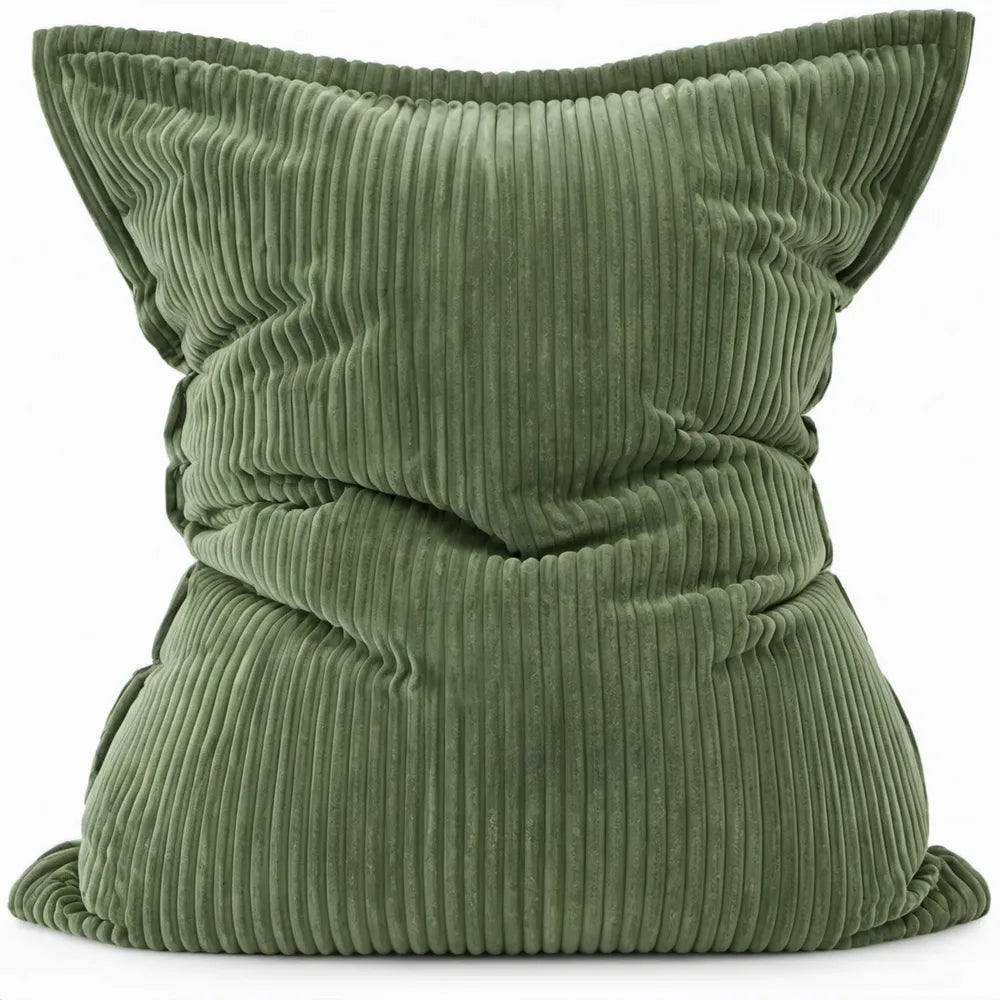 Groene geribde zitzak met hoge rugleuning, 90 x 90 x 110 cm