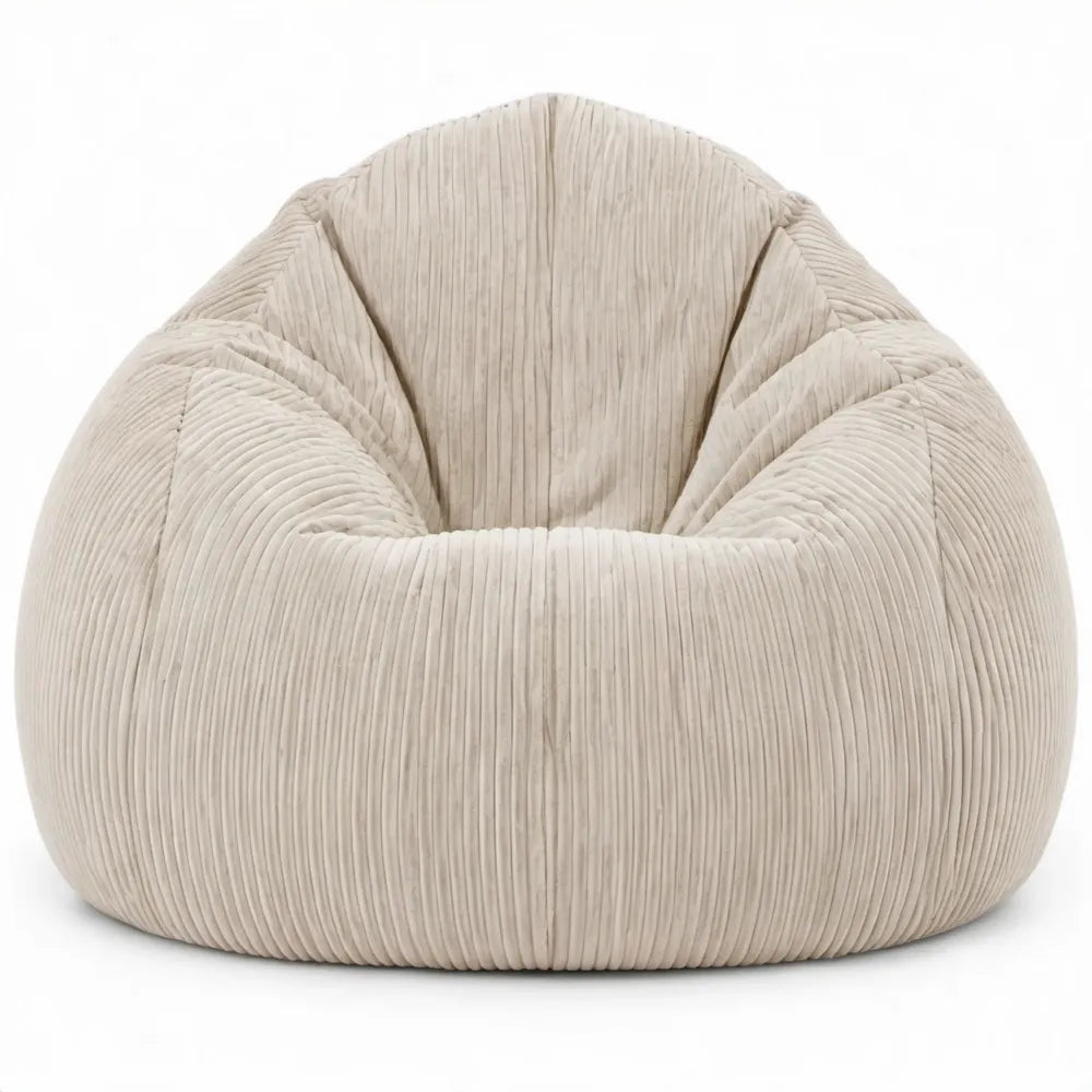Ronde zitzakstoel van ribfluweel 90 x 90 x 70 cm - Crème