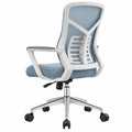 Ergonomische bureaustoel blauw/wit met armleuningen en wielen, 64 x 64 x 112-122 cm