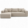 Beige hoekbank met chaise longue links, 280 x 165 x 85 cm, polyester