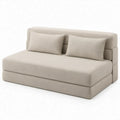 Beige 2-zitsbank van polyester met 2 rugkussens, 160 x 100 x 75 cm